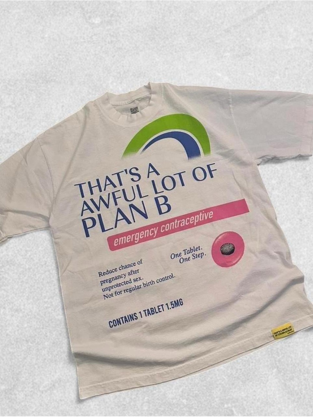 White Graphic Tee with 'That's a Awful Lot of Plan B' Print